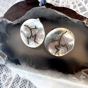 Vintage MICHOU Sterling Petroglyph Button Post Earrings
